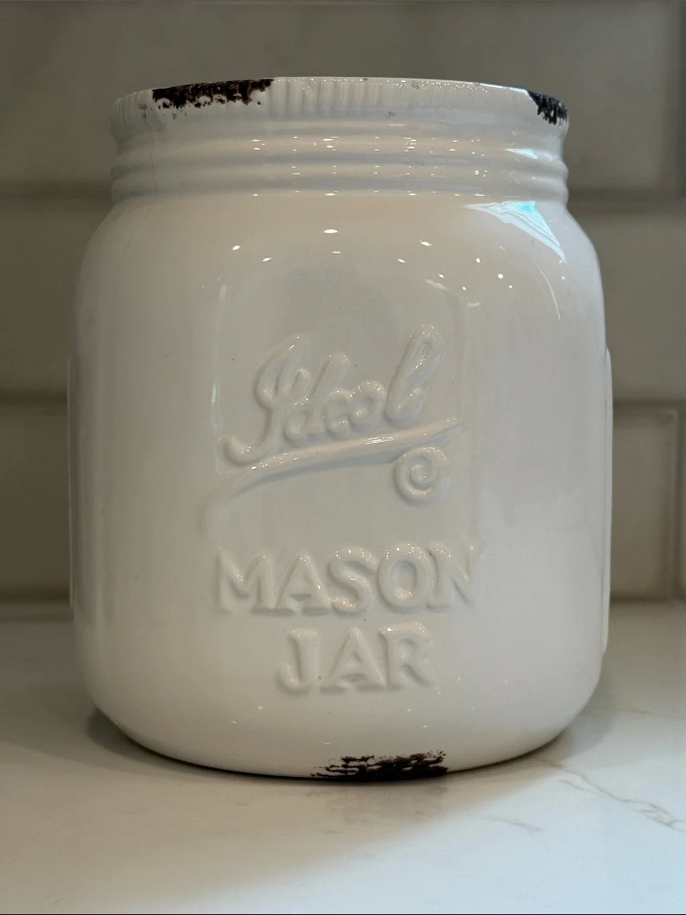 Apropos Home Collection Mason Jar Ceramic Utensil Crock Utensil Holder Antique